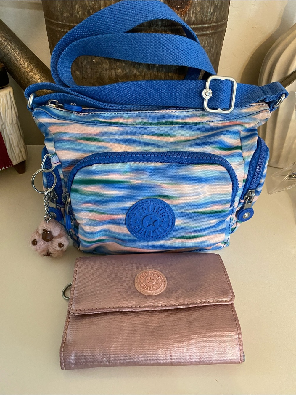 Kipling Gabbie Mini Crossbody with Metallic Pink Wallet
